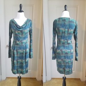 Peruvian Connection Printed Long Sleeve Dress, XS